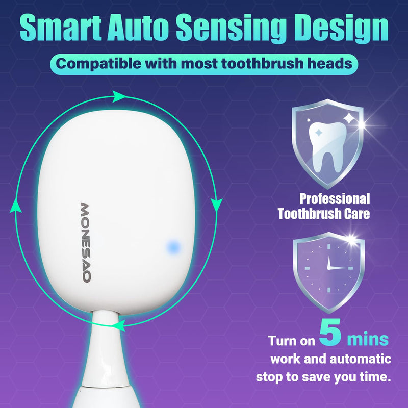 MONESAO Toothbrush Case, Portable Mini Toothbrush Covers with Holder, Rechargeable Travel Home Toothbrush Sanitizer And Holder, Sterilizer Cleaner Case for All Electric & Manual Toothbrushes (White) - BeesActive Australia