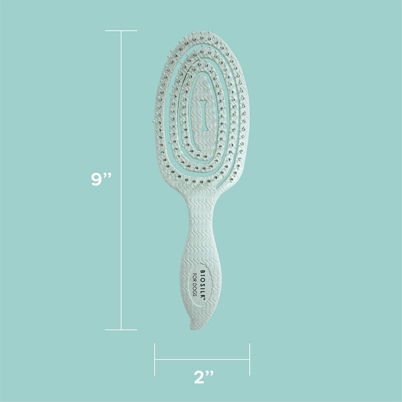 BioSilk for Pets Eco-Friendly Detangling Pin Brush for Dogs in Mint Green | Easy to Hold Ergonomic Handle Dog Brushes, Wet or Dry Dog Hair Brush, Light Blue (FF12806),Gray/Black 1 Count - BeesActive Australia