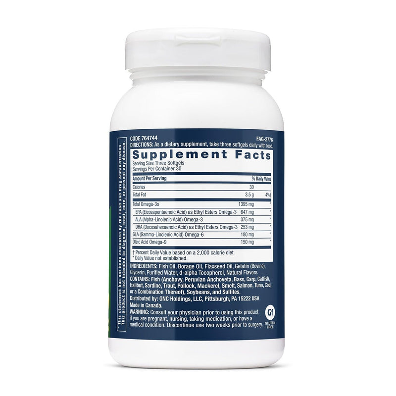 GNC Triple Strength Omega Complex, Lemon, 90 Count, 30 Servings Old Version