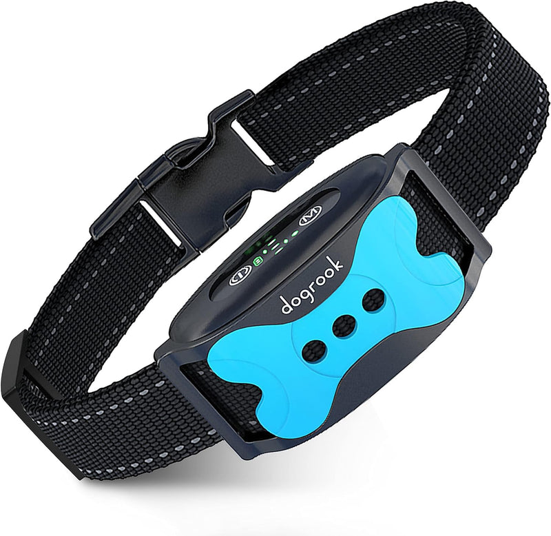 DogRook Dog Bark Collar - Rechargeable Smart Anti Barking Collar for Dogs - Waterproof No Shock Bark Collar for Small/Medium/Large Dogs - 5 Sensitivity Levels - Anti Bark Collar for Dogs - Dog Collar Blue - BeesActive Australia