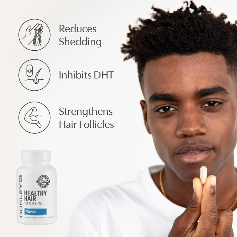 Men’s Healthy Hair Growth Supplements – DHT-Blocking Botanicals with Biotin, Niacin, Zinc & Pumpkin Seed - Rich in Vitamins & Minerals – Supports Thicker, Fuller Hair – 60 Capsules (2-Month Supply) Men's Supplement With Biotin