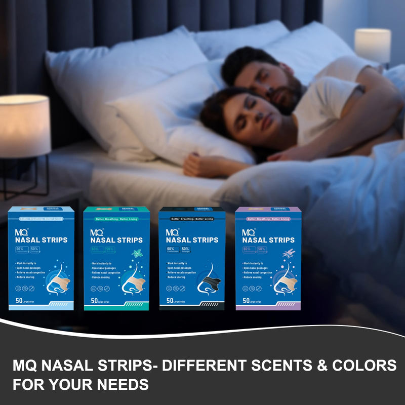 MQ 50ct Nasal Strips for Snoring Black Nose Strips for Breathing Extra Strength Snore Strips to Open Nasal Passages, Relieve Nasal Congestion Black-50