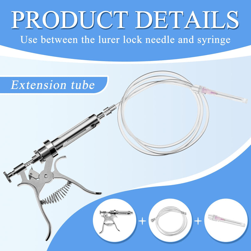 Threlaco Vaccinator Flexible Tubing Vaccination Device for Pig Sheep, 39.3" Injection Needle Syringe Liquid Refilling, Drawing Oil Fluid, Feeding Cattle Pig Sheep Livestock Vaccination, Tubing Only