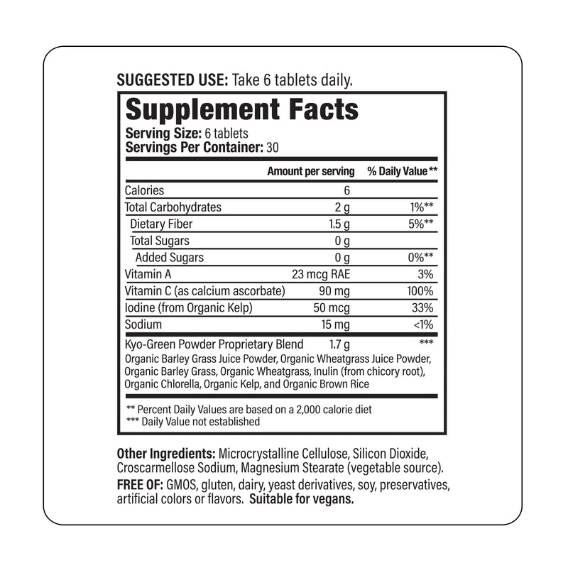Kyo-Green Greens Blend Energy Tablets, 180 tablets 180 Count (Pack of 1)