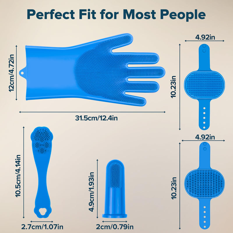 6PCS Pet Grooming Kit | Dog Washing Gloves | Dog Bath Brush | Dog Toothbrush Finger | Dog Bath Gloves | Dog Shampoo Brush | Pet Grooming Gloves | Cat Bathing Supplies | Dog Bath Supplies - BeesActive Australia