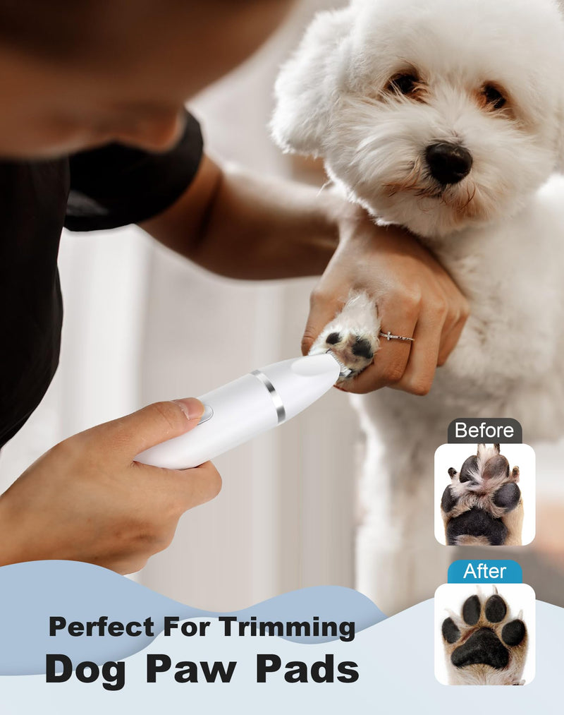 3 in 1 Small Dog Grooming Kit, 2 Speed Rechargeable Dog Hair Clippers with Guards, Low Noise Electric Dog Paw Trimmer & Nail Grinder, Cordless Pet Shaver for Small Dogs and Cats(White) White - BeesActive Australia