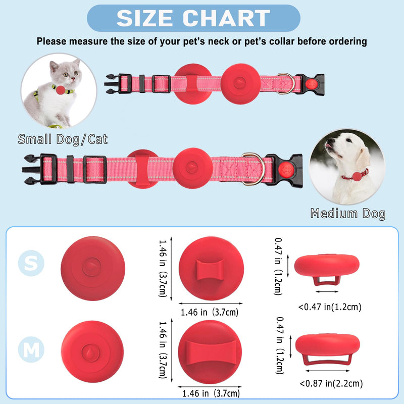 Airtag Dog Collar Holder Waterproof, Hidden Silicone Waterproof Airtag Case for Pet Cat Dog GPS Tracker, Anti-Lost Waterproof Airtag Holders Compatible with Apple AirTag for Dog Cat Collar (Red) Red M(0.48-0.87'') - BeesActive Australia