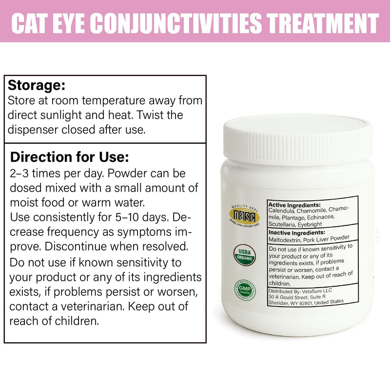 Cat Eye Conjunctivitis Eye Treatment for Cats, Dogs, Livestock and Horses, Pink Eye Solution Safe and Soothing Cat Dog Eye for Infection, Powder Formula, 100g