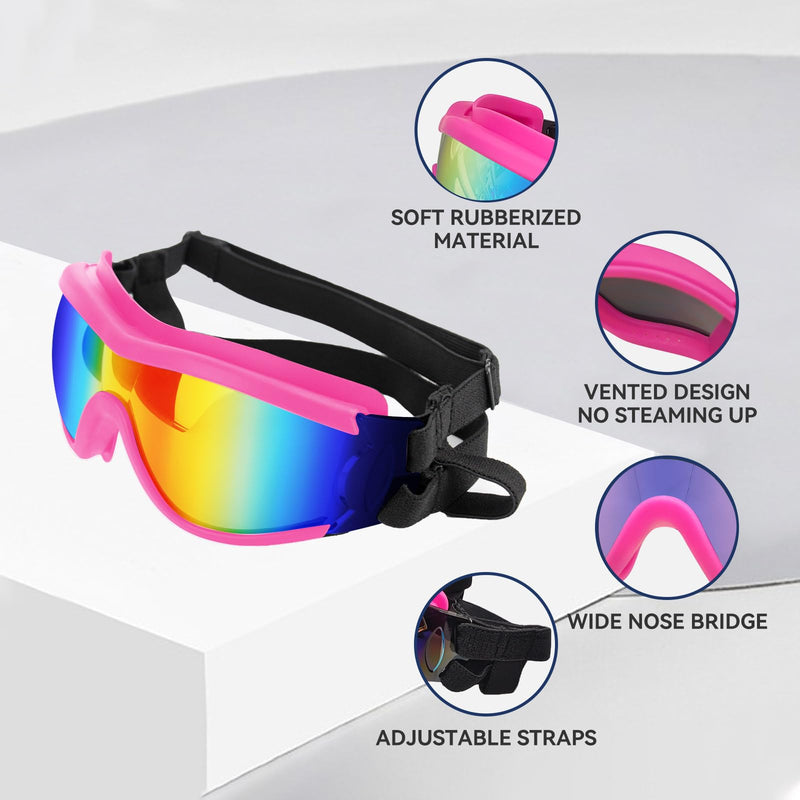 Dog Goggles for Large Breed Pet Sunglasses Eye Protection Anti-UV Doggy Driving Goggles Dog Shades for Bright Light/Wind/Debris, Pink Large (Pink)