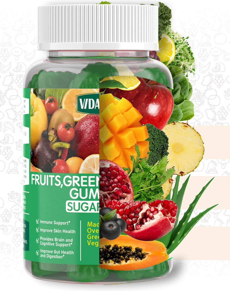 Sugar-Free Fruit and Veggie Gummies — 35+ Greens, Fruit and Vegetable Vitamins to Boost Immunity, Skin & Gut Health — Ideal Fruit and Vegetable Supplement for Adults & Kids (60 Gummies) - BeesActive Australia