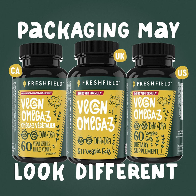 Freshfield Vegan Omega 3, Algae (Algal) Oil, Fish Oil Free Company, Third Party Tested, Carrageenan Free, DHA Supplement w/DPA, Plant Based Omega. Supports Heart, Brain, Joint Health. Lemon Scent Daily DHA 180 Count (Pack of 1)