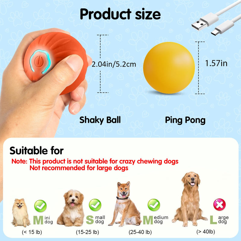 Shaky Ball Toy for Dogs, Shaking Dog Ball, Vibrating Dog Ball,Vibrating Ball for Dogs, Interactive Dog Ball, Automatic Moving Dog Toy Ball for Dogs 2-Pack - BeesActive Australia