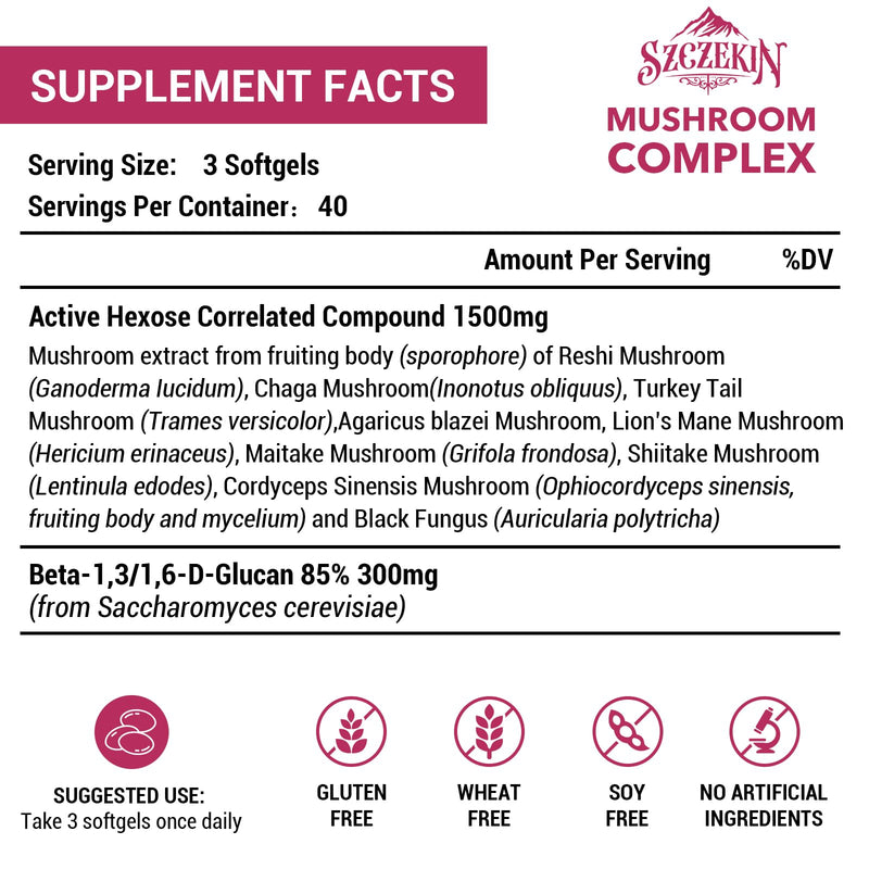 1500mg Liposomal Active Hexose Correlated Supplement,120 Soft Gels Beta-Glucans with Natural Mushroom Extract, Immune System, Liver Function, Maintain T-Cell & Killer Cell Activity 120 Count (Pack of 1)