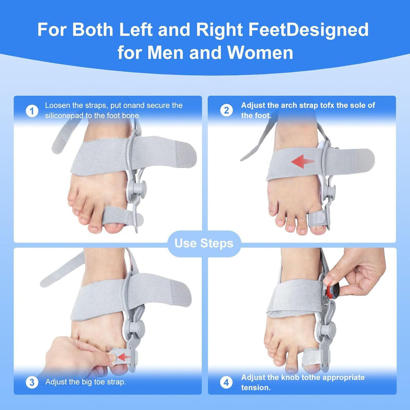 Bunion Corrector for Women Big Toe Straightener,Bunion Relief with Soft Silicone Pad,Breathable & Anti-slip Suitable for Left/Right Feet,Gray,1Pack Gray 1Pack