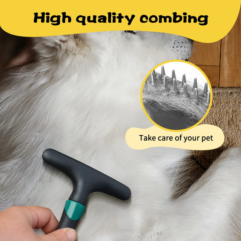 Carpet Restoration, Carpet Rake, Carpet Groomer Rake, Shag Rug Rake, Hair Cleaner Suitable for Rug and Carpet Undercoat Rake Comb, Slicone Handle Deshedding Brush for Dogs (Green) Green - BeesActive Australia