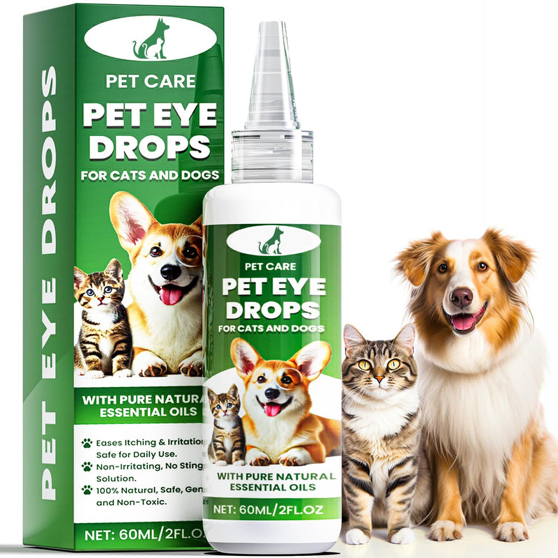 Pet Dog Eye Drops, Cataract Drops for Dogs, Eye Drops for Dogs & Cats for Improving Eye Itching, Dry & Cloudy, Remove Eye Stains, Supports Restore Clarity 60ml (2 Oz)