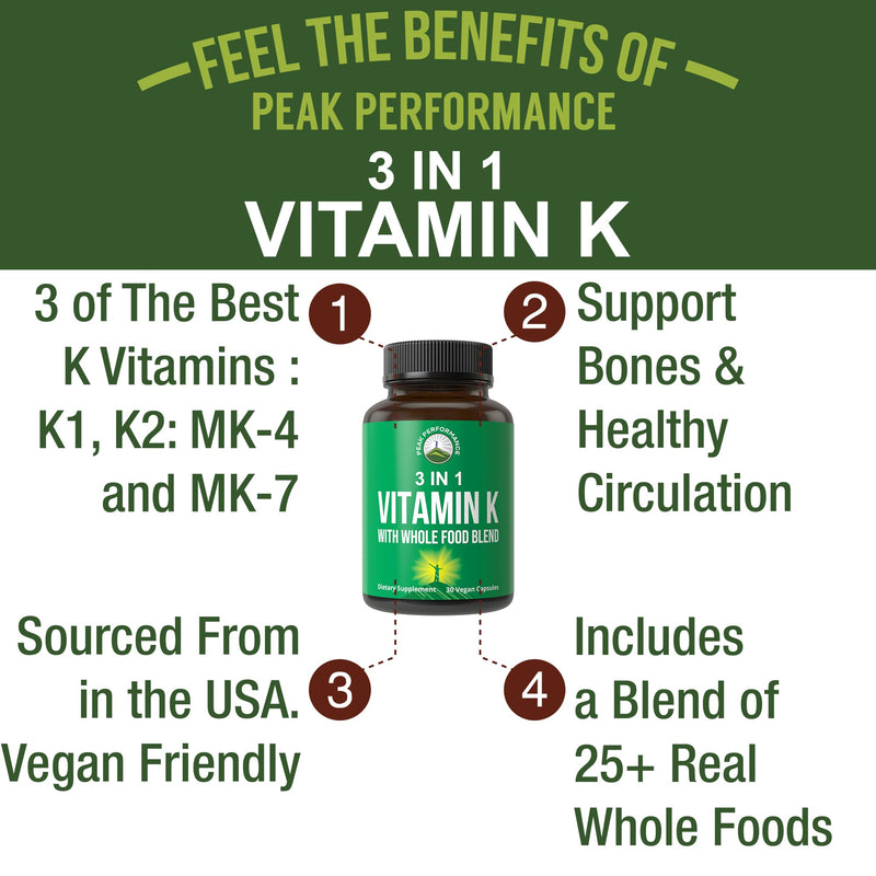 Vitamin K with Whole Food Blend of 25+ Vegetables and Fruits for Max Absorption. Vegan Capsules Supplement. Vitamins K1, K-2 MK4 + K2 Natto MK7. Alternative to Drops, Gummies. VIT K with K 2 and MK-7 - BeesActive Australia