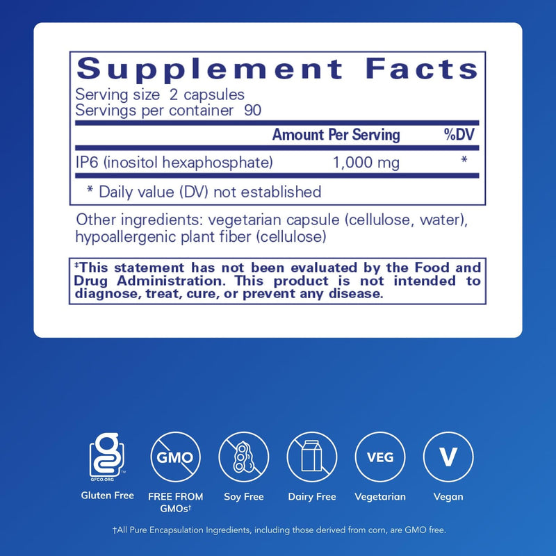 Pure Encapsulations IP6 (Inositol Hexaphosphate), 180 Capsules | Hypoallergenic Antioxidant Support for Breast, Colon and Liver Cell Health* 180 Count (Pack of 1)