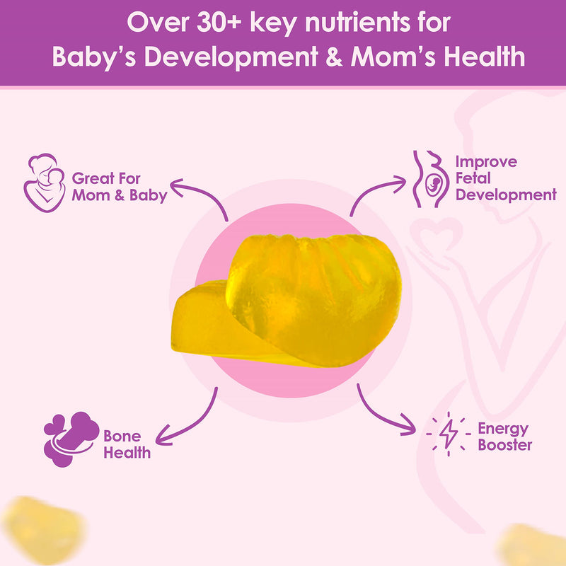 VIDAVITE Sugar Free Prenatal Gummies — Vegan Prenatal Vitamins for Women | US-Made, 30+ Nutrients (Choline, Folate, Iron, Vitamin) for Fetal and Neural Support, Energy Boost & Immunity (60 Gummies)