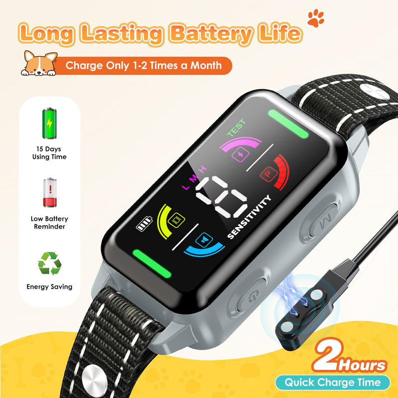 Dog Bark Collar, Anti Bark Collar for Large Medium Small Dogs, Smart Bark Collar with Beep Vibration and Optional Shock, IP67 Waterproof Anti Barking Deterrent Device with 8 Sensitivity Levels - BeesActive Australia