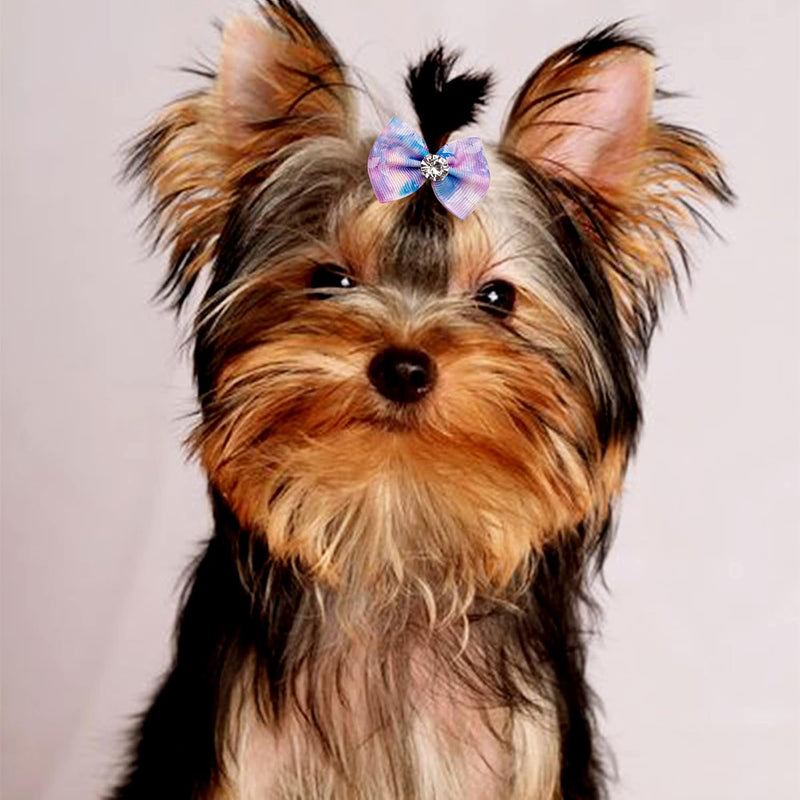 30PCS/15PAIRS Valentine's Day Dog Hair Bows with Rubber Bands Bowknot Top Knot Elastic Pink Red for Doggy Puppy Poodle Grooming Accessories Valentine's Day 30PCS - BeesActive Australia