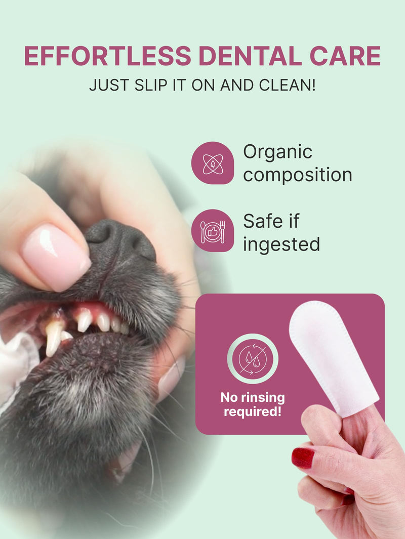 Cat & Dog Teeth Wipes | Cats & Dogs Cleaning Wipes with Finger Toothbrush | No Toothpaste Needed | Dog Breath Freshener & Teeth Cleaning Finger Pads | Tartar Remover | 35 pcs Dental care