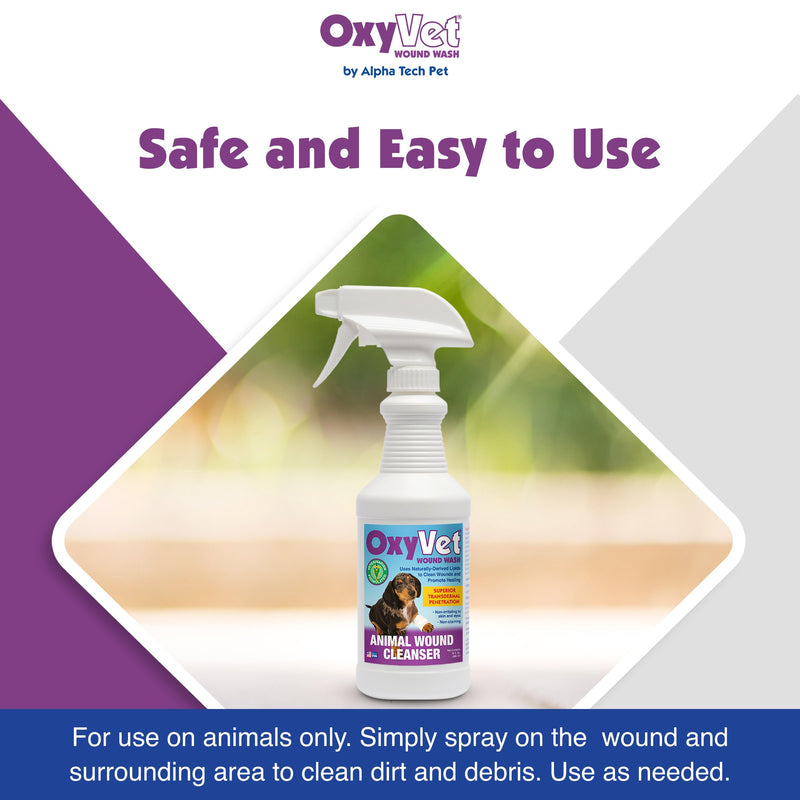 OxyVet Wound Wash for Dogs | Excellent Cleansing Agent | Non-Irritating to Skin and Eyes | Wound Cleanser | Non-Staining Wound and Skin Care | 16 Fl Oz Pet First Aid Spray Bottle - BeesActive Australia