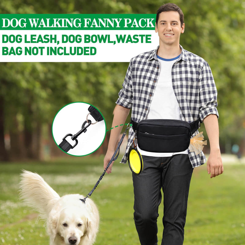 Dog Walking Fanny Pack for Men Women, Treat Pouch for Dog Training, Built In Poop Bag Dispenser, Waist Bag for Hiking, Running, Kibbles Black - BeesActive Australia
