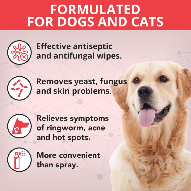 NOVEHA XL Cleansing Wipes with Aloe for Cats and Dogs - Formulated Pet Wipes for Facial, Finger Folds, and Underarms - Extra Large Size (5.5" x 7") - 120 Count - BeesActive Australia