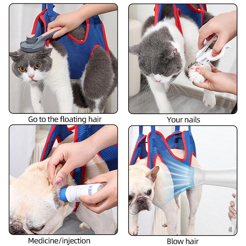 Cat Dog Grooming Hammock for Pet Grooming Sling,Dog Nails Clip Harness Bathing Harness,Cat Claw Cutting Hammock(S) S - BeesActive Australia