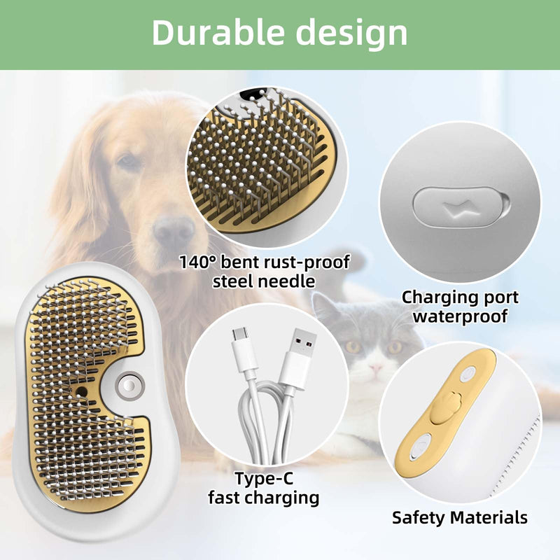 Cat Steam Brush,3in1 Cat Brush for Shedding,Cat Steam Brushes for indoor Cats,Rechargeable Cat Deshedding Brush with Steam for Long & Short Haired Cats and Dogs - BeesActive Australia