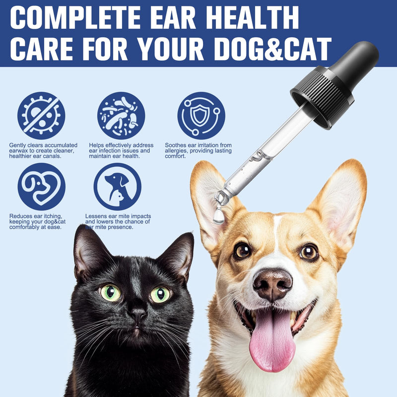 BARAVI Clean Aura Ear Cleaner for Dogs & Cats, 3.38 fl oz (100ml) Natural Formula Nourish & Soothe Pet Ear Care (Blue, S) Blue