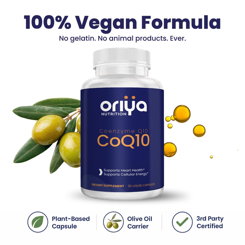 CoQ10 120mg – High-Absorption Liquid Veggie Capsules with Olive Oil & Vitamin E – Supports Cellular Energy, Heart Health & Antioxidant Defense – Non-GMO, Vegan, 3rd-Party Tested
