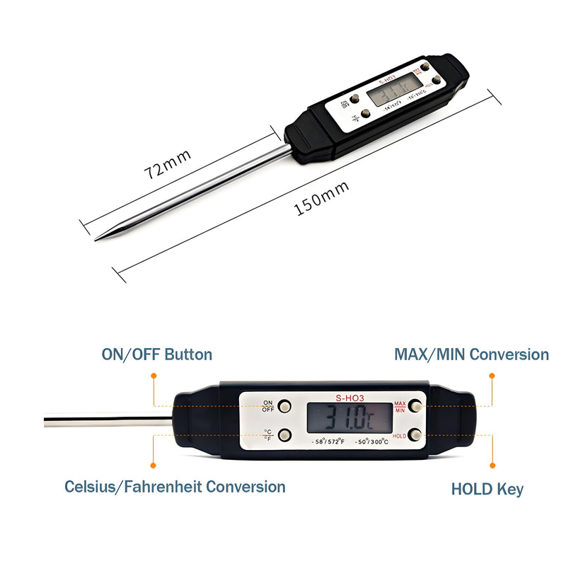 Meat Thermometer - Digital Food Thermometer for Cooking Kitchen - Automatic Calibration Pen Style Electronic Pocket Thermometer for Water Temperature, Barbecue (Yellow) Yellow - BeesActive Australia