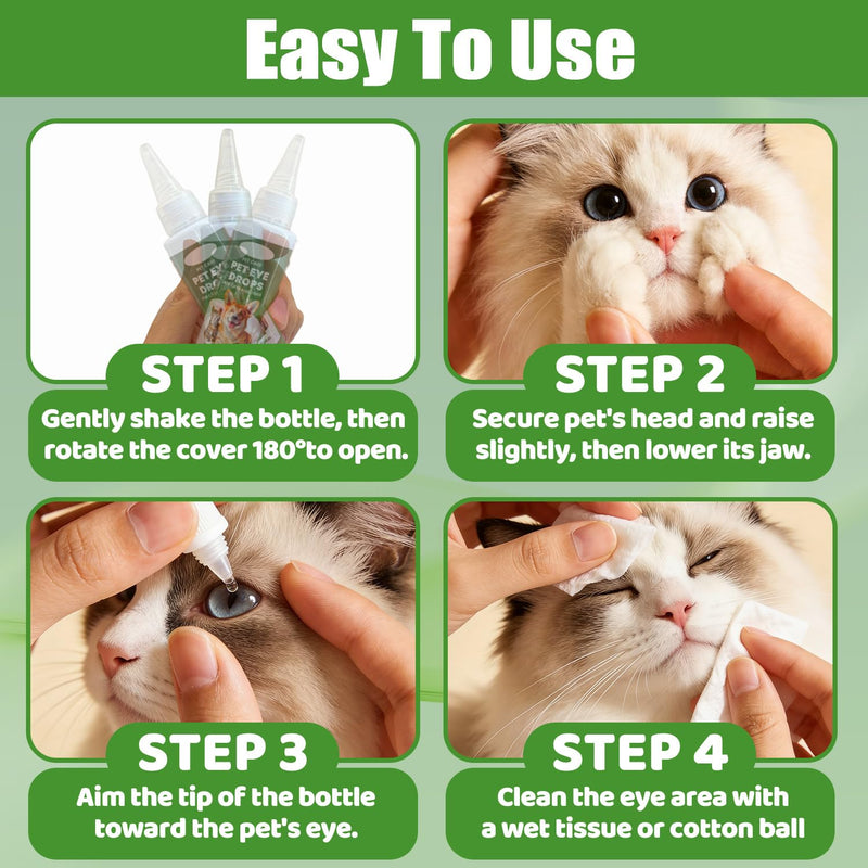 Pet Dog Eye Drops, Cataract Drops for Dogs, Eye Drops for Dogs & Cats for Improving Eye Itching, Dry & Cloudy, Remove Eye Stains, Supports Restore Clarity 60ml (2 Oz)