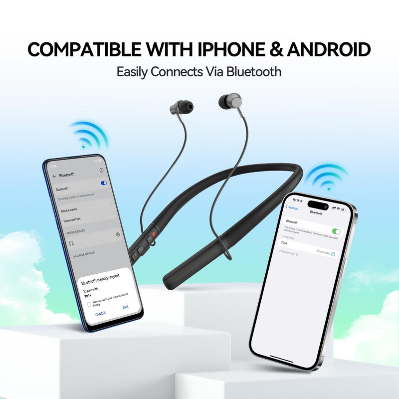 Hearing Aids, Neckband Hearing Amplifier with Bluetooth, In-Ear Design with Carrying Case