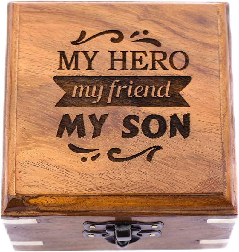 Son Gifts Mom and Dad, to My Son Compass Comes Grain Leather Case Brass Nautical - Personalized Sundial Compass, Birthday Gifts, Graduation Gifts Wooden Box - BeesActive Australia