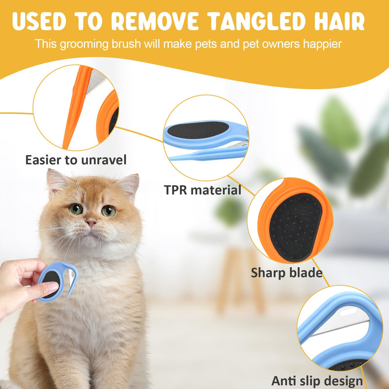 Wekuw Detangling Knife Cat, Pack of 2 Grooming Knife for Long-Haired Pets Pet Knotting Comb 3 in 1 Multifunctional Hair Removal Comb Grooming Knife Cat for Removing Tangles - BeesActive Australia