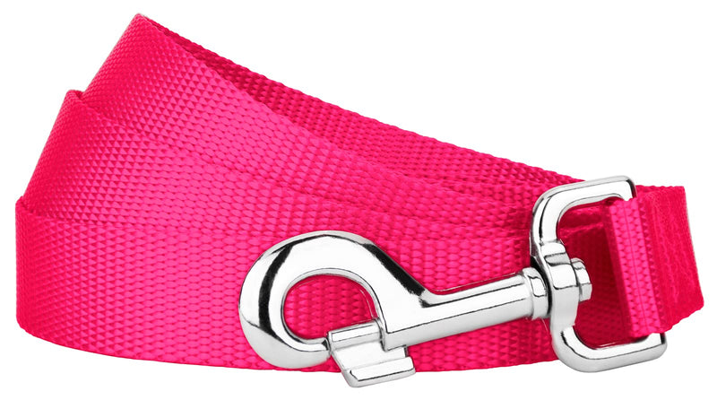 Country Brook Petz 1" Wide Heavy-Duty Nylon Leash for Dogs - Traditional Style Durable Leash with Easy-to-Use Snap - Made in The USA, Hot Pink, 6 Foot 6 Foot X 1 Inch Wide (Pack of 1) - BeesActive Australia