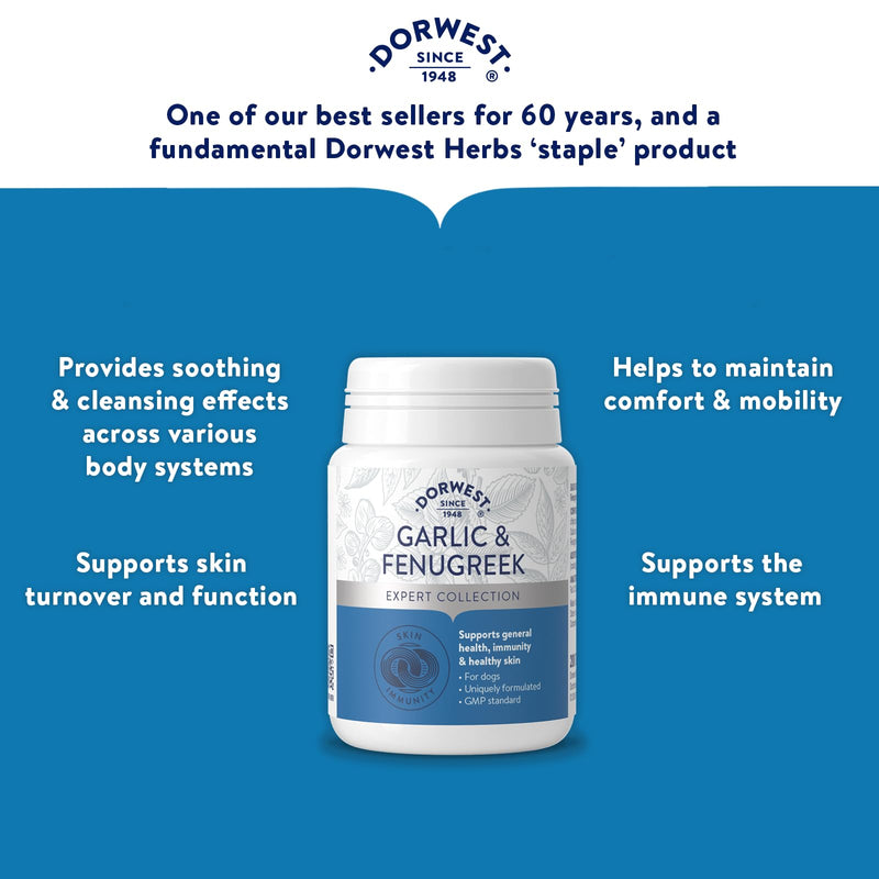 Dorwest Herbs Garlic and Fenugreek Tablets for Dogs 200 Tablets Garlic,Herbal 200 Count (Pack of 1)