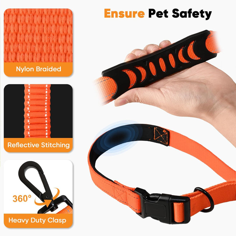 Petbobi Hands Free Dog Leash - Durable Bungee Leash with Padded Handles, Adjustable Waist Belt with Reflective Stitches for Running Walking Jogging Hiking, Fit for Small Medium Dogs, Orange, 5.5'-7' - BeesActive Australia