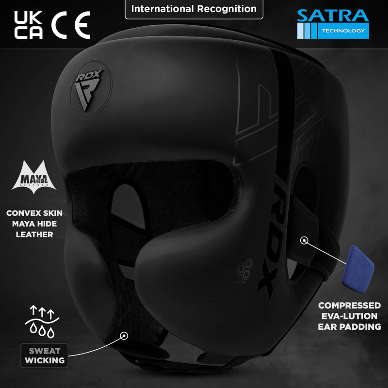 RDX Boxing Headgear, MMA Training, Adjustable Padded Kara,Muay Thai Headgear, Kickboxing, Sparring, Martial Arts, Karate, Taekwondo Helmet BLACK Large - BeesActive Australia