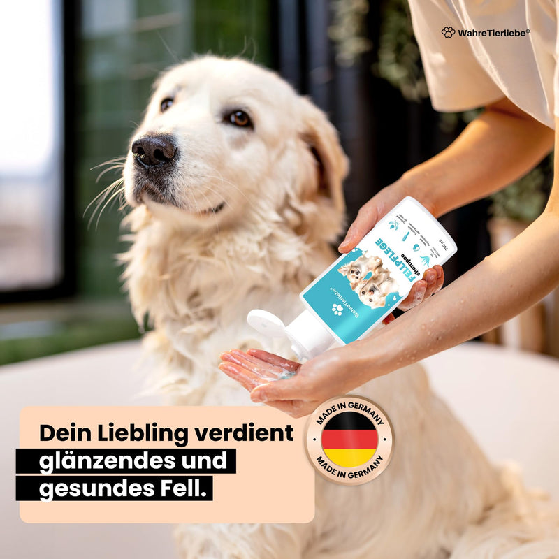 True animal love dog shampoo - moisturizing with optimal PH value and without silicones Coconut Extract & Aloe Vera | Dog shampoo against odor and dirt | Grooming dog made in Germany, 250ml - BeesActive Australia