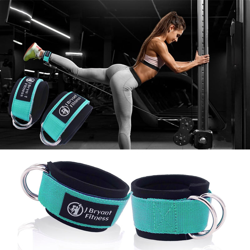 J Bryant Barbell Pad Set with 2 Ankle Straps for Cable Machines Hip Resistance Band Weight Lifting Straps Thick Cushion Hip-Thrusts Pad with Carry Bag for Squats Bench Press Workout lakegreen set - BeesActive Australia