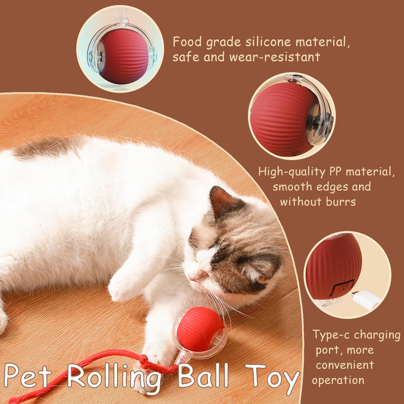 Interactive Cat Toys Balls, Interactive Rolling Dog Ball, Cat Toys Ball for Indoor Cats with Long Tail Fast Rolling on Carpet, Smart Automatic Rolling Pet Ball for Cat and Dog - BeesActive Australia