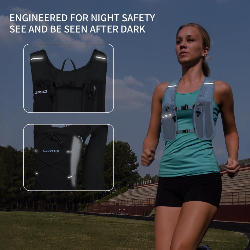 Lightweight Running Vest for Women Men, Adjustable Hydration Backpack Breathable Reflective with 1.5L Water Bladder for Hiking, Trail, Running, Marathons, Cycling Black One Size