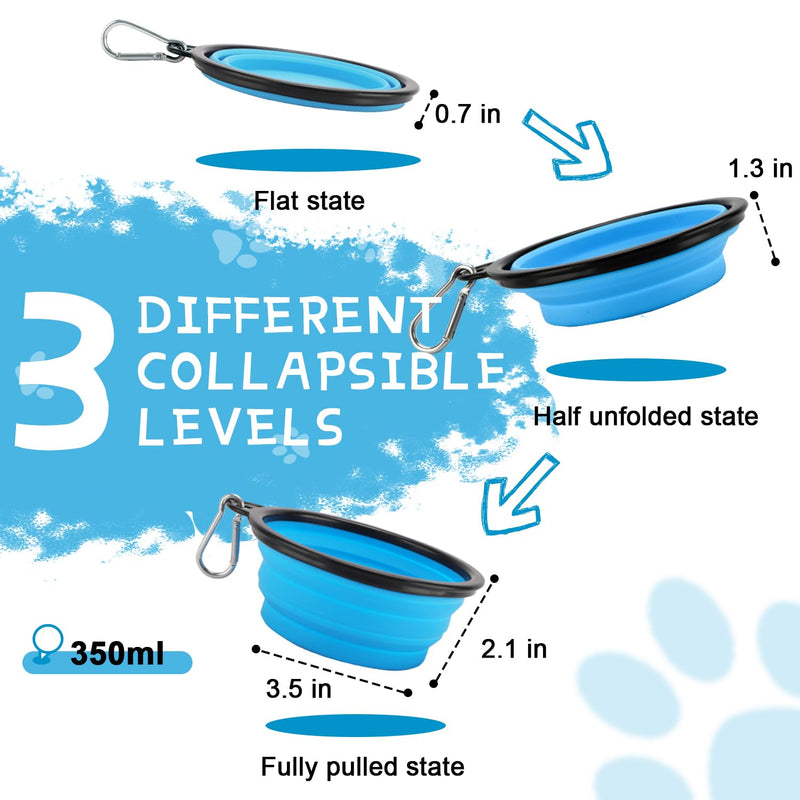 Collapsible Dog Bowls for Travel, 2-Pack Dog Portable Water Bowl for Dogs Cats Pet Foldable Feeding Watering Dish for Traveling Camping Walking with 2 Carabiners, BPA Free Small (Pack of 2) green&blue - BeesActive Australia