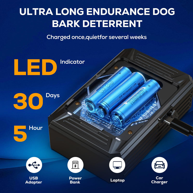 Anti Barking Devices, Auto Ultrasonic Dog Bark Deterrent Devices Long Range 50ft, 3 Modes Rechargeable Bark Box Barking Control Devices, Effective Stop Barking Dog Devices Indoor/Outdoor Training Dark black