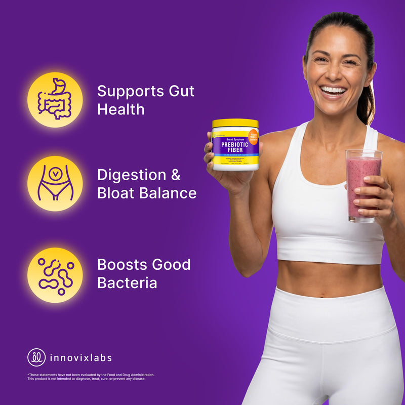 InnovixLabs Prebiotic Fiber Powder for Digestive & Gut Health (6.4oz, 180g) | High Fiber Supplement for Women & Men, Sugar-Free W/ Chicory Root Acacia Fiber, Inulin & Soluble Fibers, Vegan, 30-Day Supply