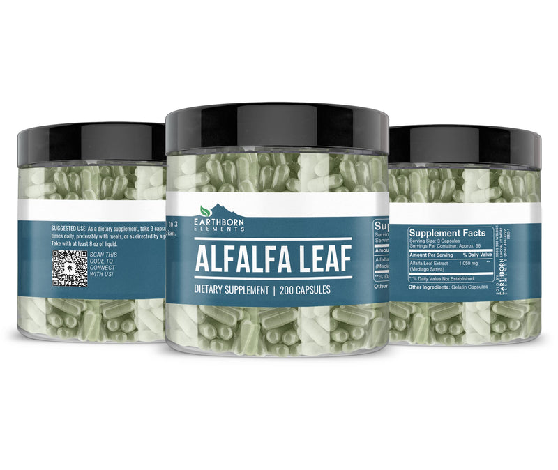 Earthborn Elements Alfalfa Leaf 200 Capsules, Pure & Undiluted, No Additives 200 Count (Pack of 1) - BeesActive Australia